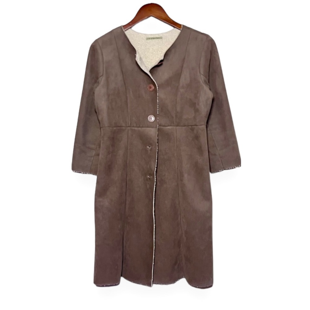 VELVET Faux Suede Shearling Midi Jacket
